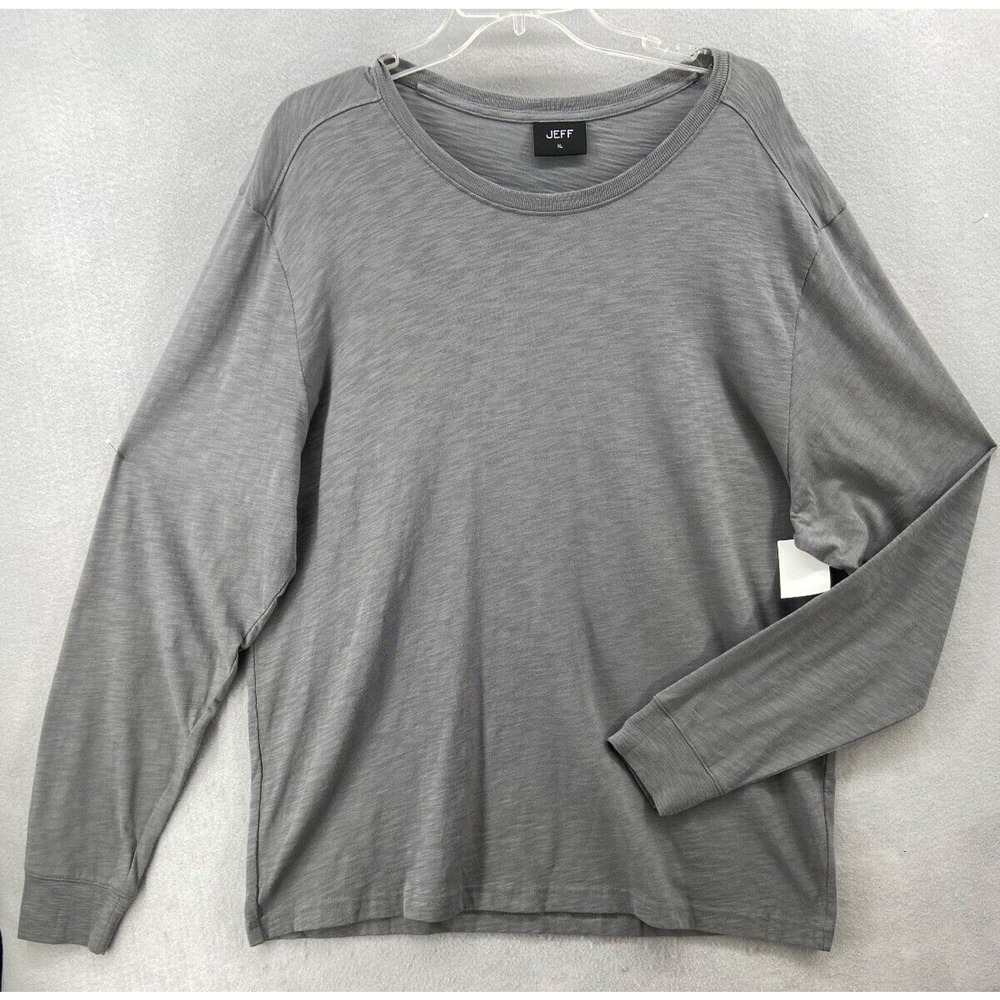 JEFF T-Shirt Mens XL Gray Casual Long Sleeve‎ Comfort Crew Neck Stretch